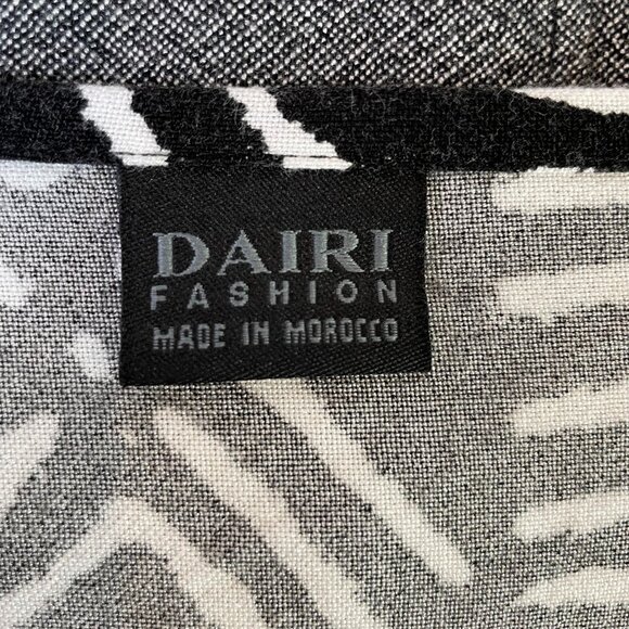 Dairi Morocco Artsy Top OS Knit Patchwork Black White 3/4 Sleeves Natural Fibers - Picture 9 of 10